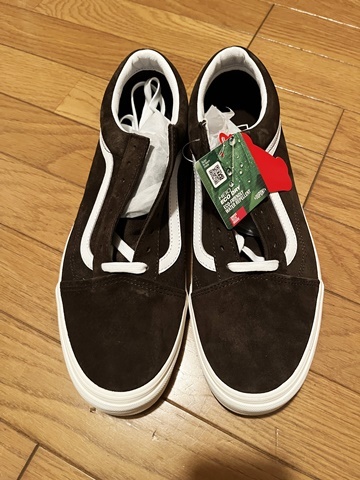 未使用品 バンズ VANS オールドスクール OLD SKOOL オール ピッグ スウェード Pig Suede 撥水加工 レザー 本革 ブラウン 茶 US10.5 28.5cm_画像2