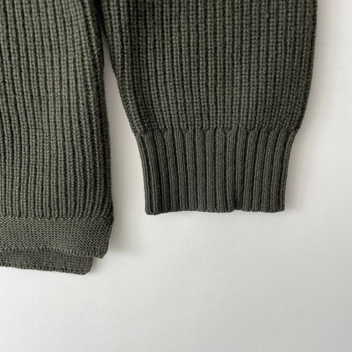 【美品】STILL BY HAND size/46 (i) スティルバイハンド モックネック リブニット セーター ウール オリーブ グリーン カーキ 日本製_画像6