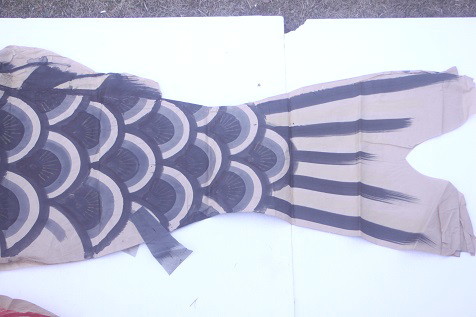 希少な紙製古い鯉のぼり 230cm×63cm _画像3