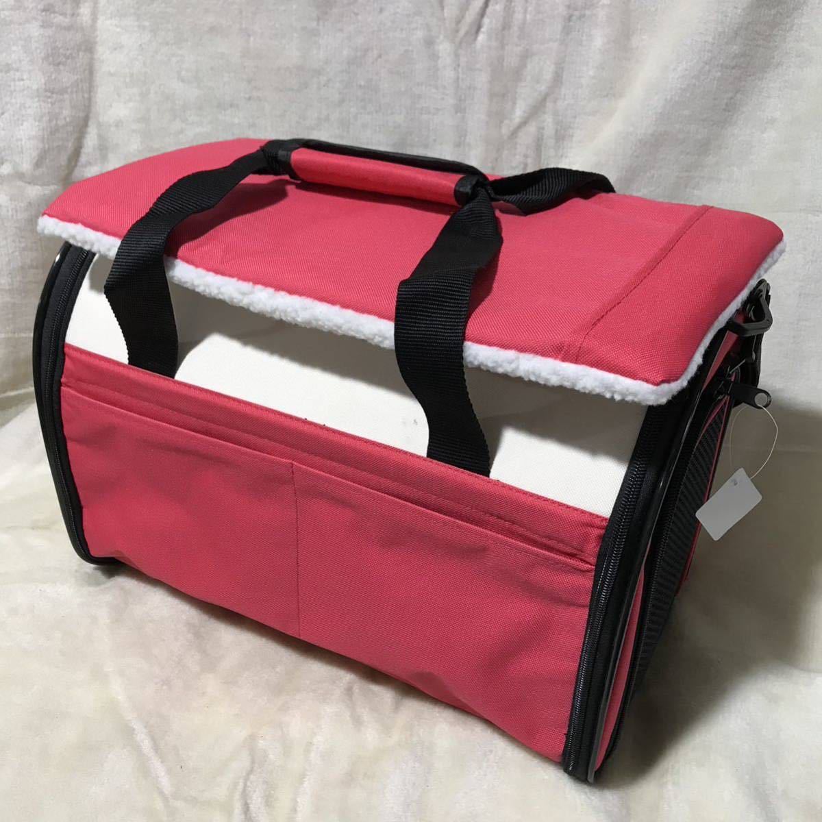 C456 складной soft Carry не использовался хранение товар бумага с биркой "теплый" белый / розовый для домашних животных Carry кейс 