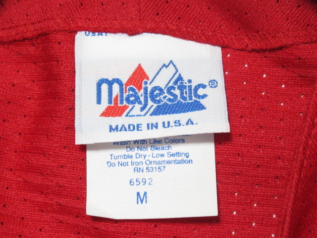 【美品】 Majestic マジェスティック MLB NYヤンキース ベースボールシャツ USA製 size M レッド 　　　ヤンキース シャツ_画像7