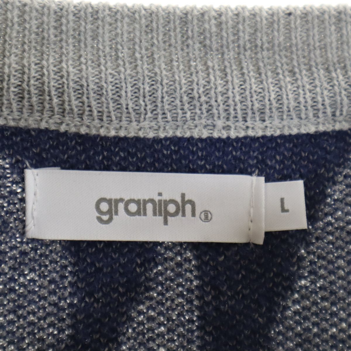グラニフ 総柄 長袖 セーター L グレー系 graniph ニット メンズ 240124_画像7