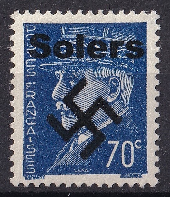 ドイツ第三帝国占領地 1941年フランス普通(Solers)加刷切手 70c_画像1