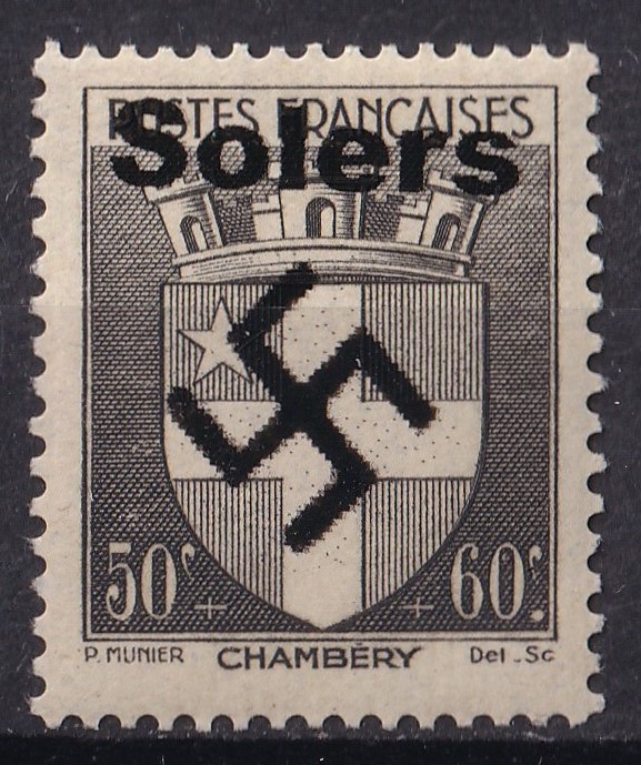  Germany third . country .. ground 1942 year France normal (Solers).. stamp 50c + 60c