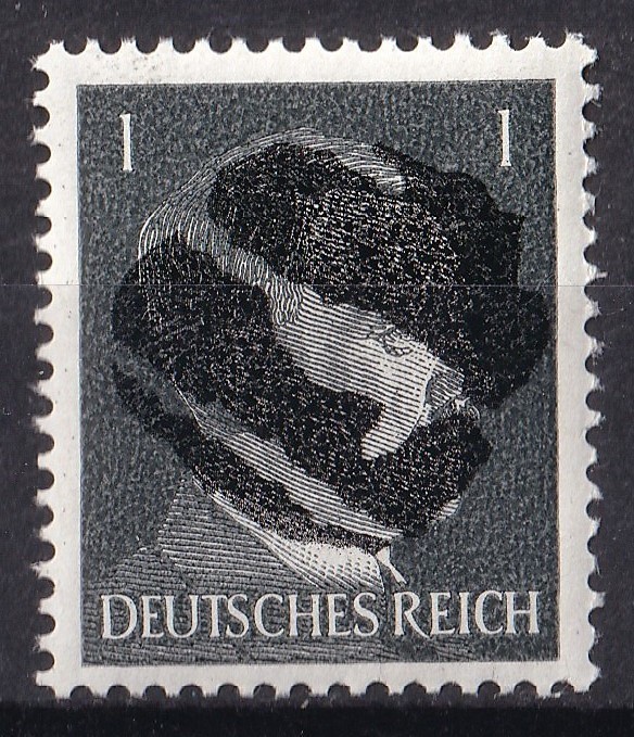 ドイツ第三帝国占領地 普通ヒトラー(Thurum)加刷切手 1pf_画像1
