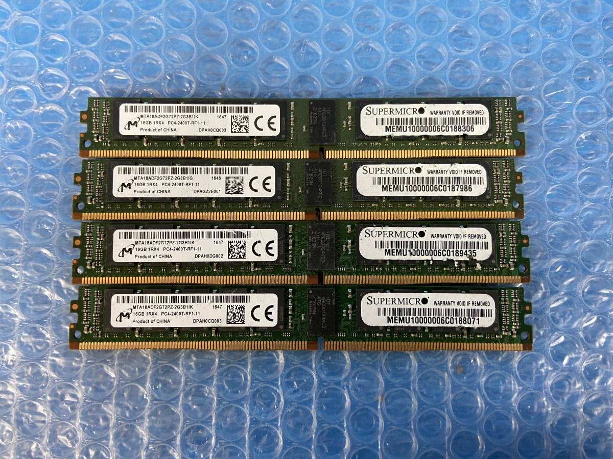 [CK20583] Micron 16GB 1RX4 PC4-2400T-RF1-11 メモリ 4枚セット 動作保証_画像1