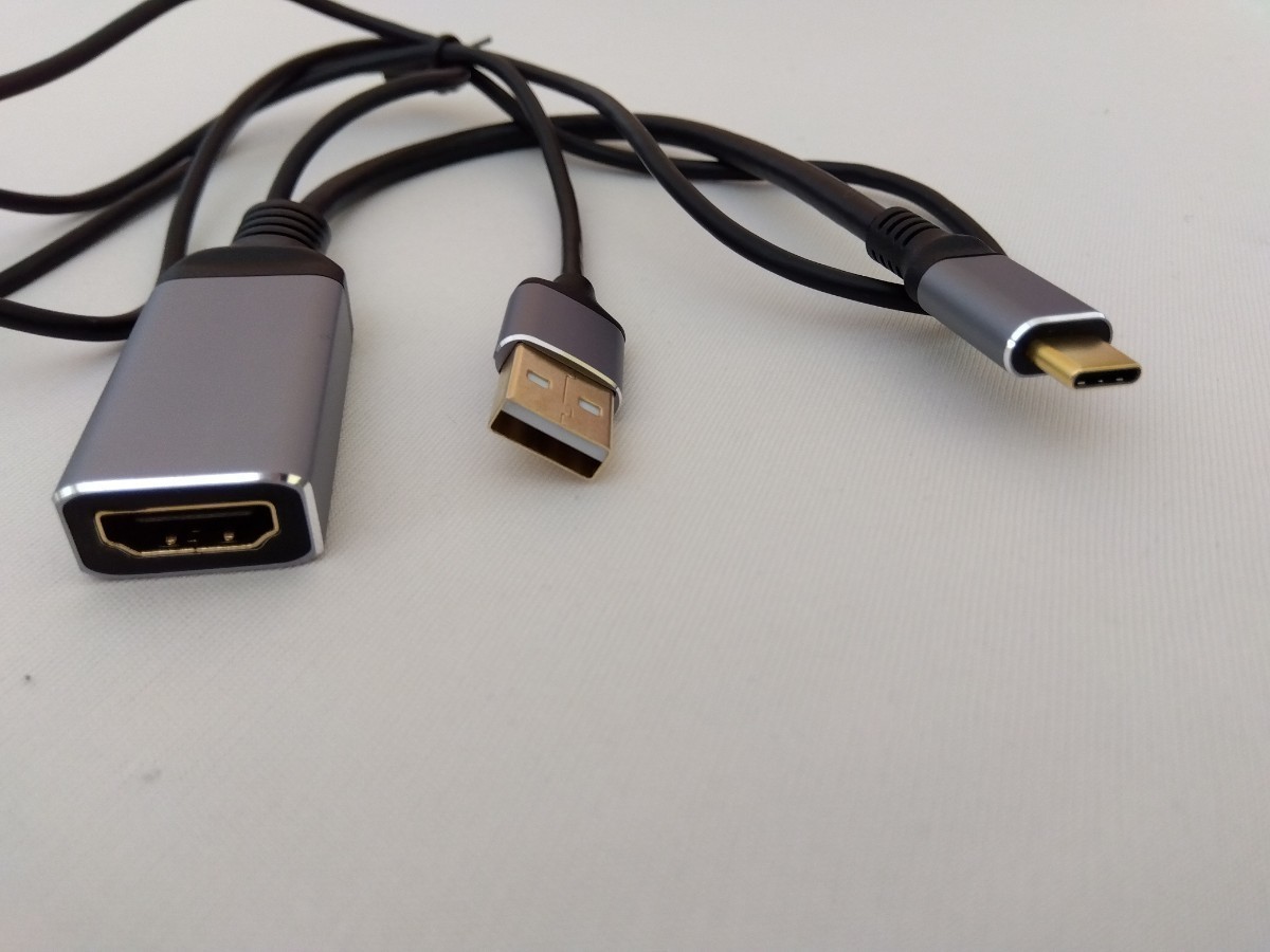 ELUTENG　HDMI→USB Type-C　変換ケーブル　USB-A給電_画像2