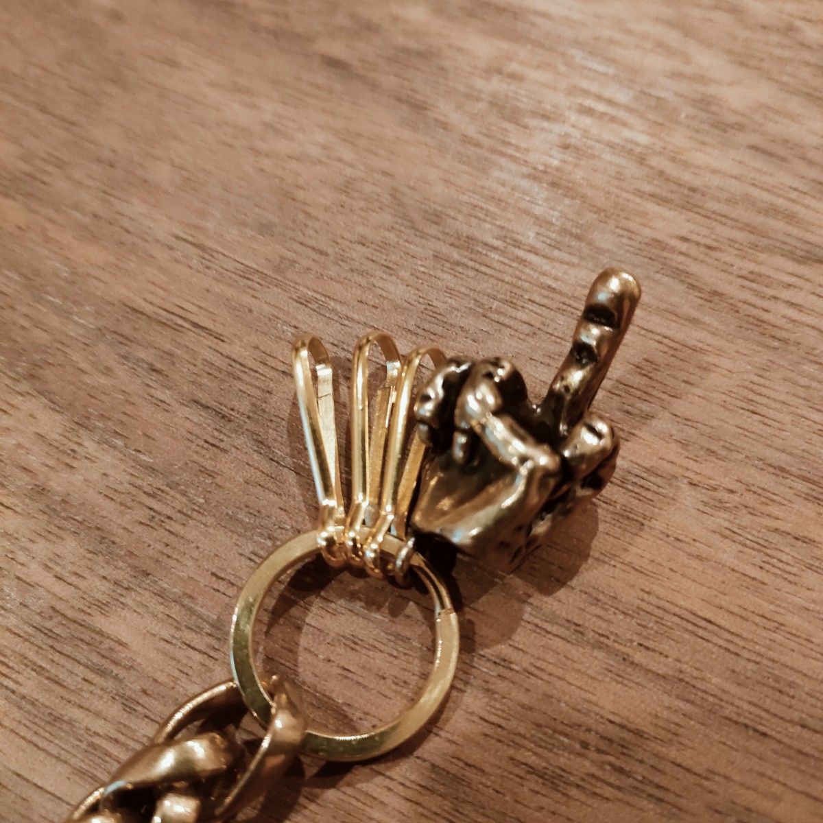 Brass Fuck keychain needlework 真鍮製 キーチェーン キーリング 15cm  ウォレットチェーン　