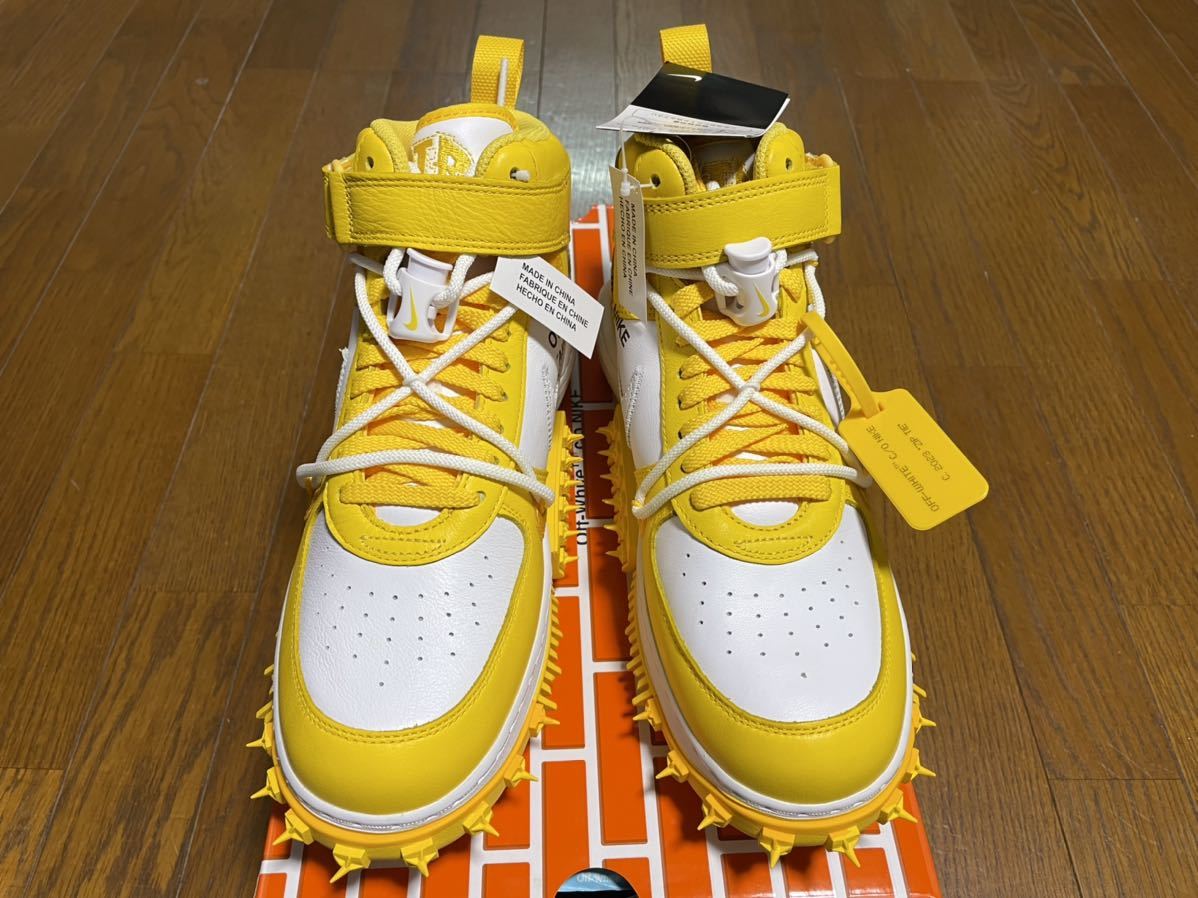 新品 Off-White×NIKE エアフォース1 Mid オフホワイト 27.5cm バーシティメイズ_画像3