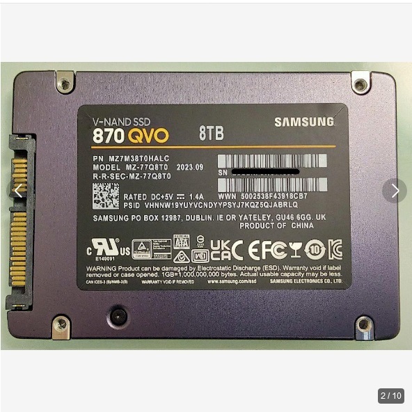 新品未使用Samsung 870 QVO 8TB SATA 2.5インチ 内蔵 SSD MZ-77Q8T0②_画像2