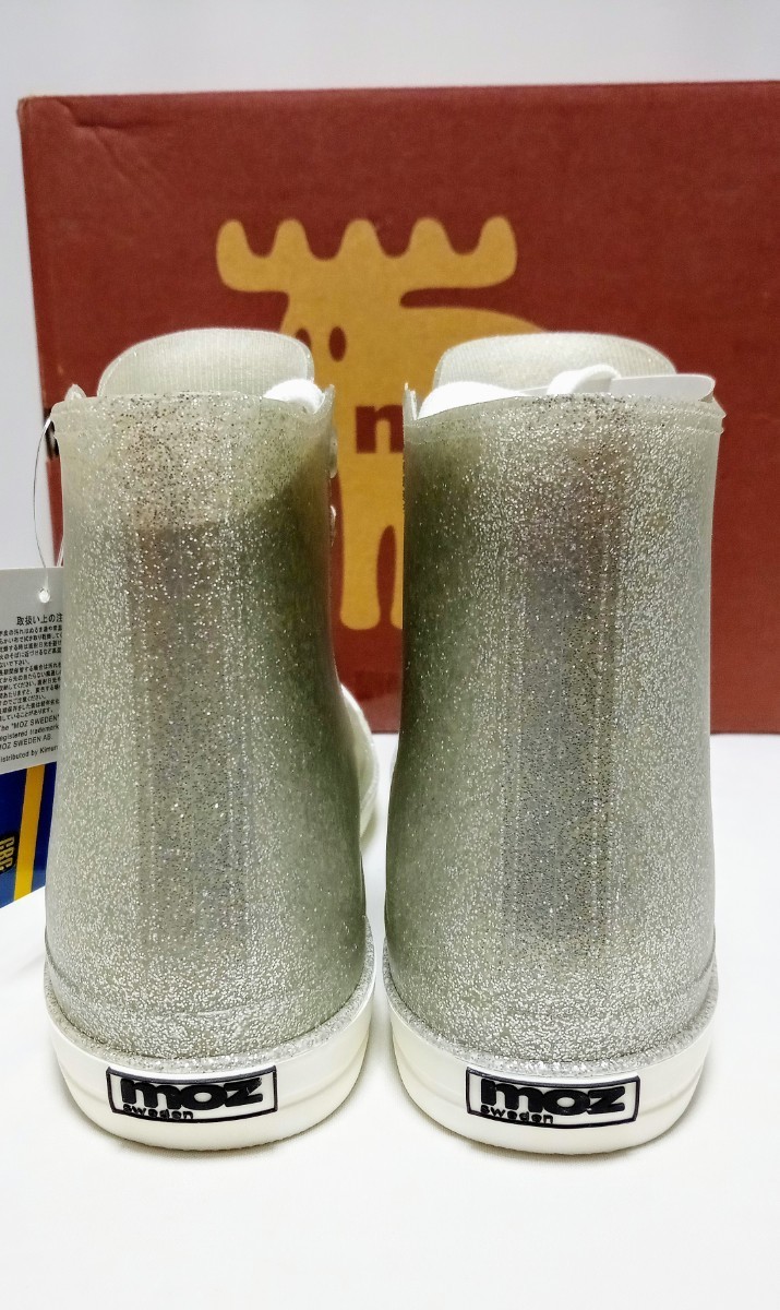  new goods half-price and downward![ postage included * rain boots boots *.Y3,850]*23.0~23.5cm*MOZmoz( Sweden )* silver flakes *MZ-8427