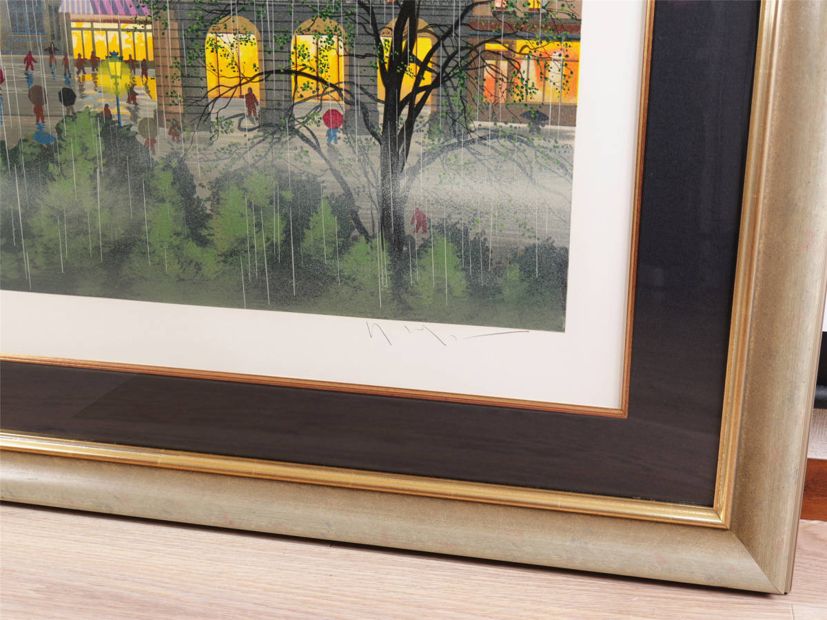 ヒロ・ヤマガタ「レインドロップス」シルクスクリーン約20号大 真作保証 額装 山形博導の画像5