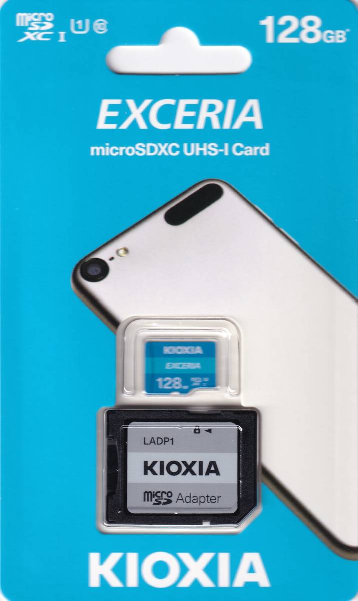 送料無料 未開封 新品 KIOXIA 128GB microSDXC Adapter セット　キオクシア 100MB/s EXCERIA マイクロSDカード アダプター付_画像1