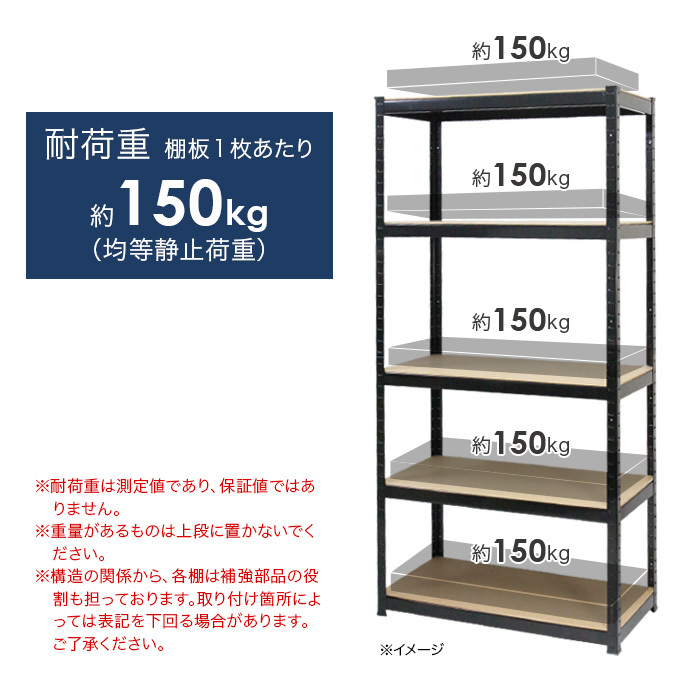 スチール5段ラック ホワイト 幅90×奥行40×高さ180cm 耐荷重150kg [KTC018] 収納 棚 シェルフ スチール_画像3