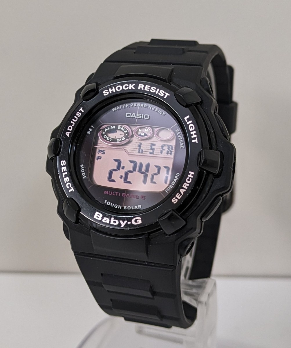 G送料無料CASIO腕時計BABY-Gまずまずの良品BGR-3000UCB格安20気圧防水ブラック電波ソーラー売切りワールドタイム動作品ベビーGカシオ_人気モデルになります。