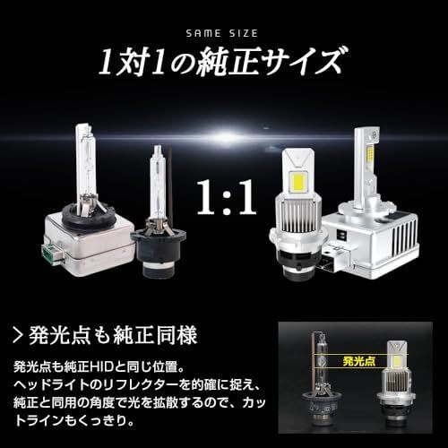 サイズ: D4S 兜 kabuto 純正HIDをLEDヘッドライトに 純正交換 D4S 6000K 両灯合計実測値12640lm_画像3