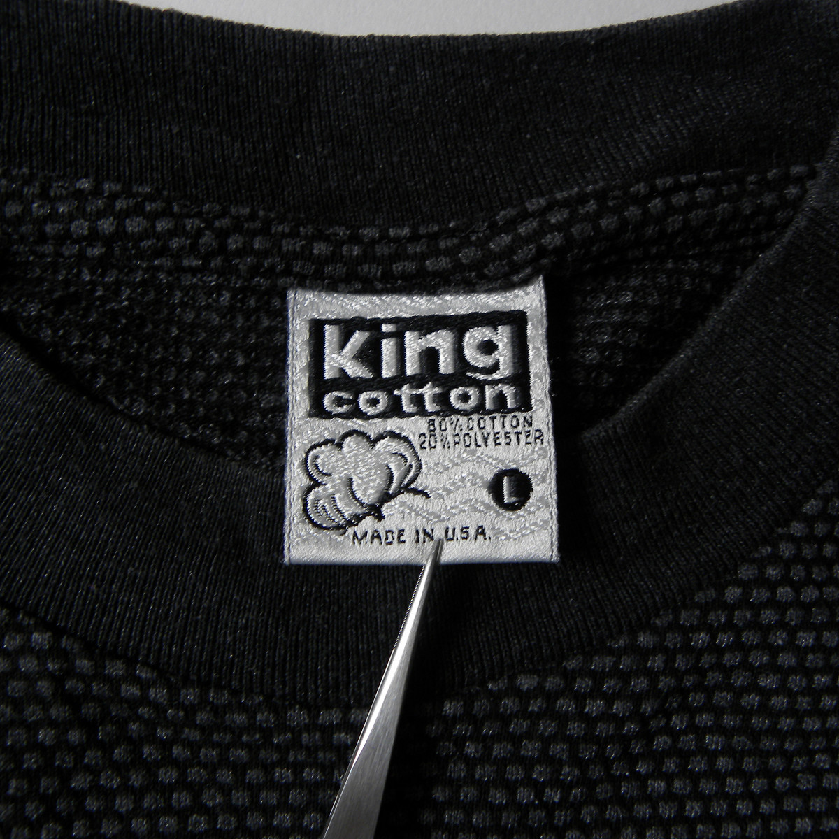 USA製 キングコットン KING COTTON クルーネック半袖Tシャツ L グレー アメリカ古着 m0124-1の画像3