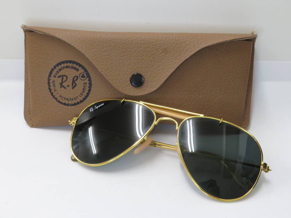 15515　久601-266　レイバン　サングラス　14K 刻印　ティアドロップ　アビエーター　US-14K　ケース付　Rb-space　Ray-Ban　メガネ　60_画像1