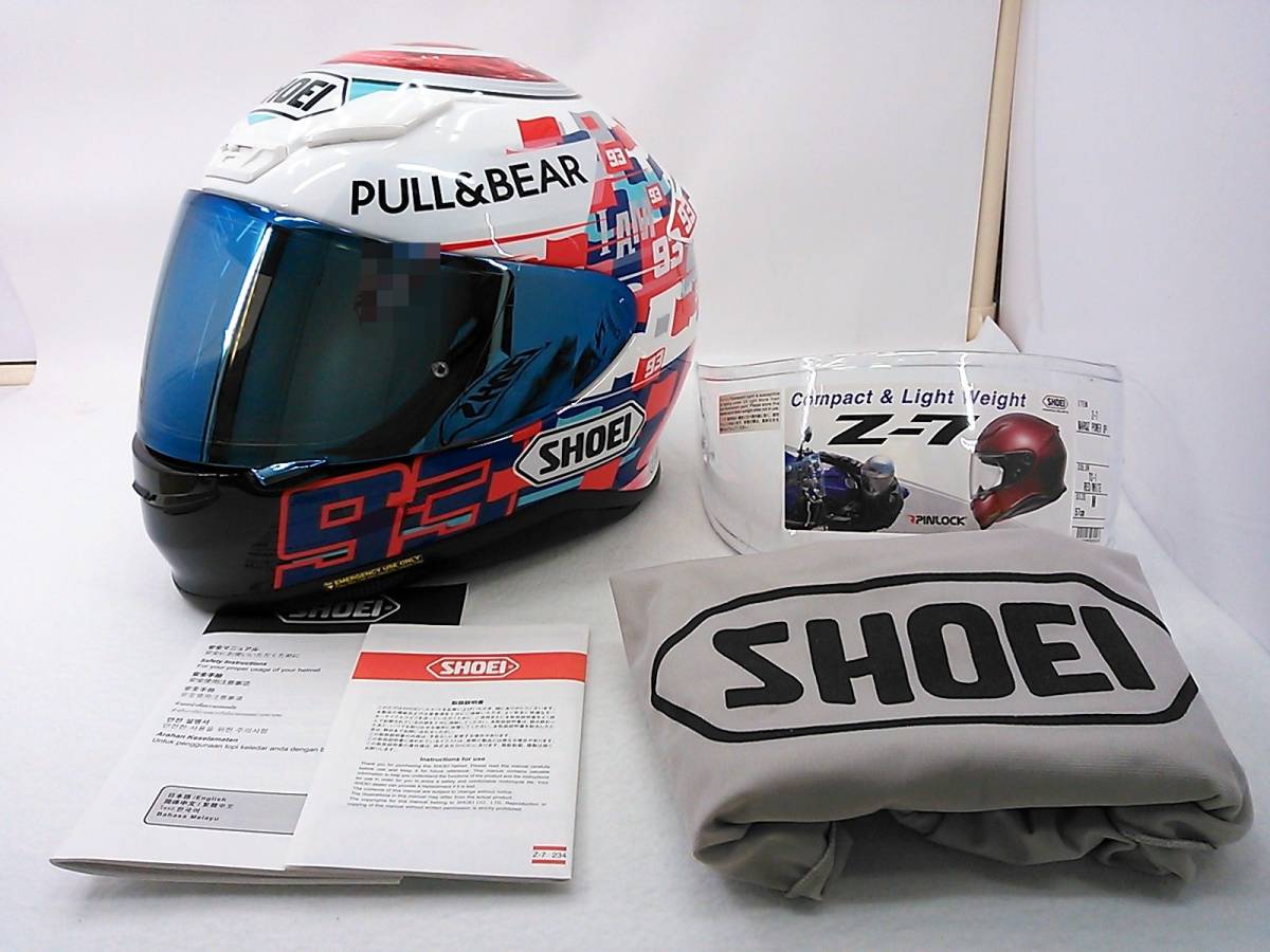 【送料無料】受注限定カラー 美品 SHOEI ショウエイ Z-7 MARQUEZ マルケス POWER UP パワーアップ Mサイズ ミラーシールド付き_画像1