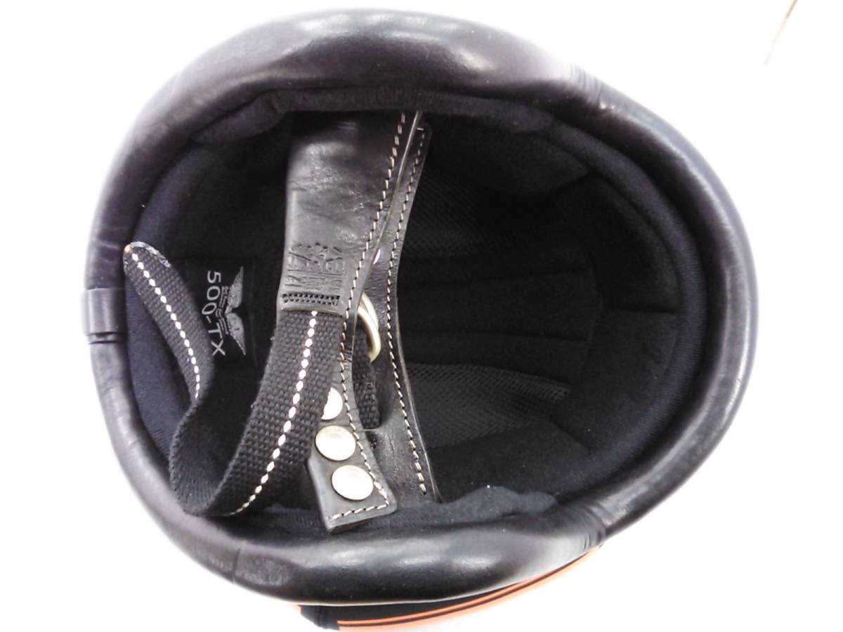 [ free shipping ] superior article TT&CO 500-TX 500TX Vintage leather trim black leather mat black M/L size Mini visor double strap 