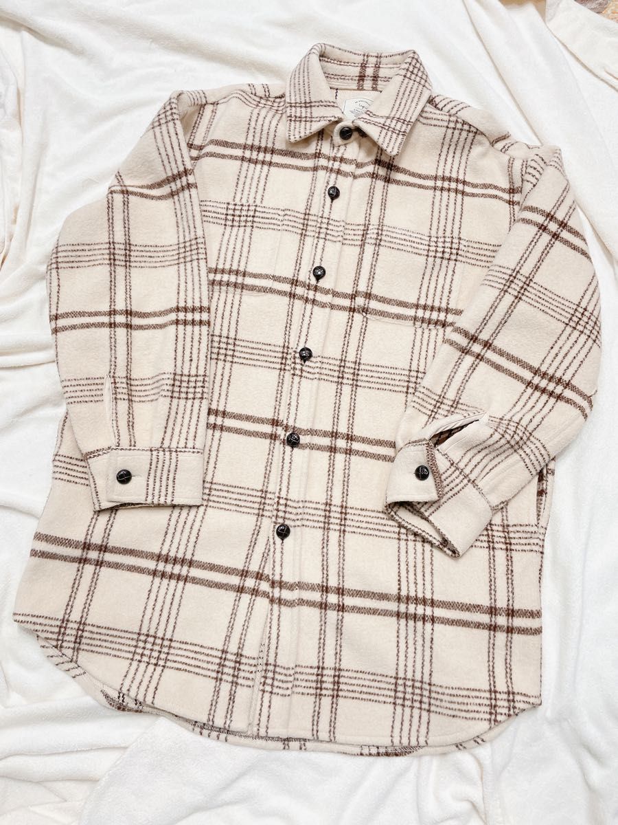 美品】アングリッド シャツコート シャギーチェックルーズシャツ 美品】アングリッド シャツコート シャギーチェックルーズシャツ