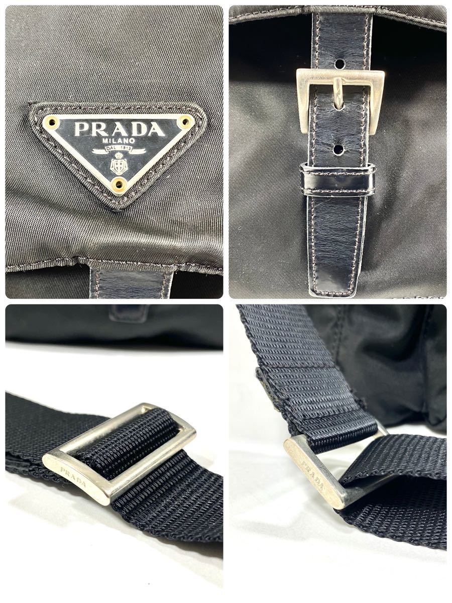 ☆格安☆PRADA プラダ ナイロン レザー ブラック ショルダーバッグ メッセンジャー クロスボディ 斜めがけ 三角ロゴプレート NM_画像5