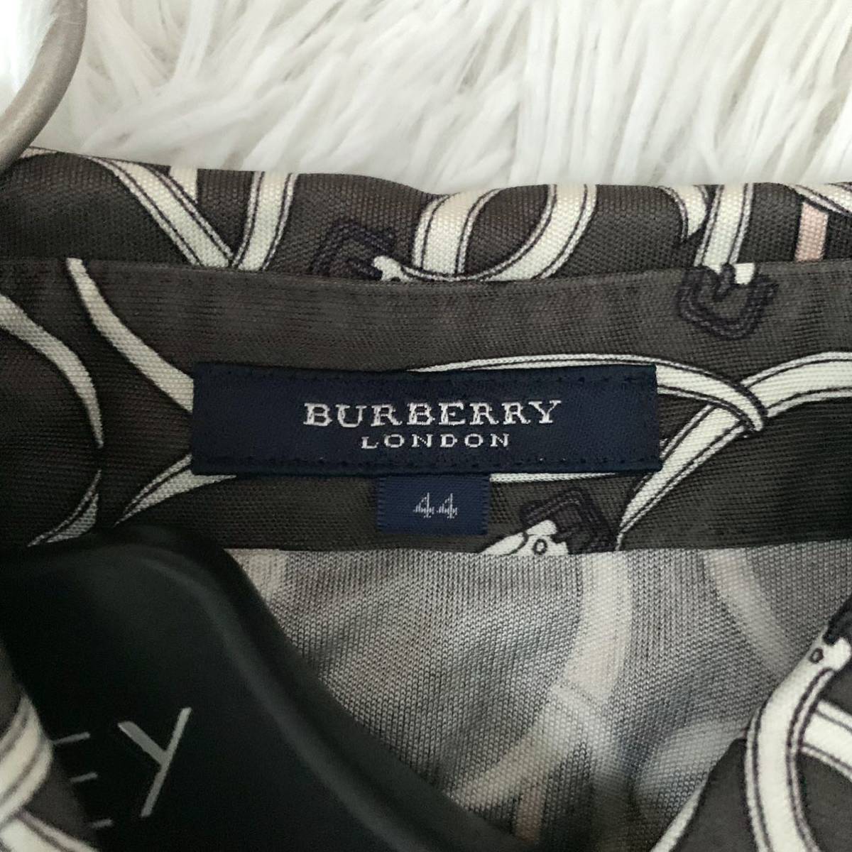 【美品】BURBERRY LODON バーバリーロンドン 三陽商会 ロング丈 ワンピース ベルト柄 絹 ワンピース シルク100% ブラウン 44 2XLサイズ_画像4