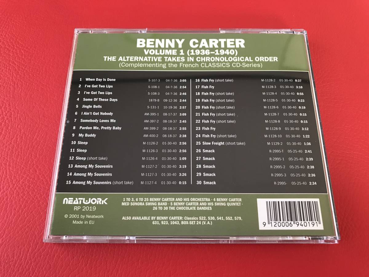 ◆BENNY CARTER VOL.1(1936-1940)/THE ALTERNATIVE TAKES IN CHRONOLOGICAL ORDER/ベニー・カーター/輸入盤CD/Neatwork RP2019　 #L26YY1_画像2