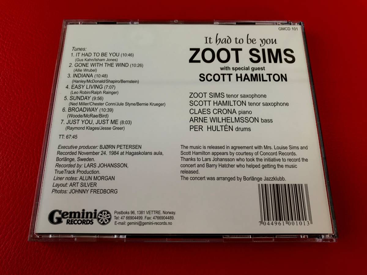 ◆ZOOT SIMS with special guest SCOTT HAMILTON(ズート・シムズ＆スコット・ハミルトン)/IT HAD TO BE YOU/輸入盤CD/GMCD101　 #L26YY1_画像2