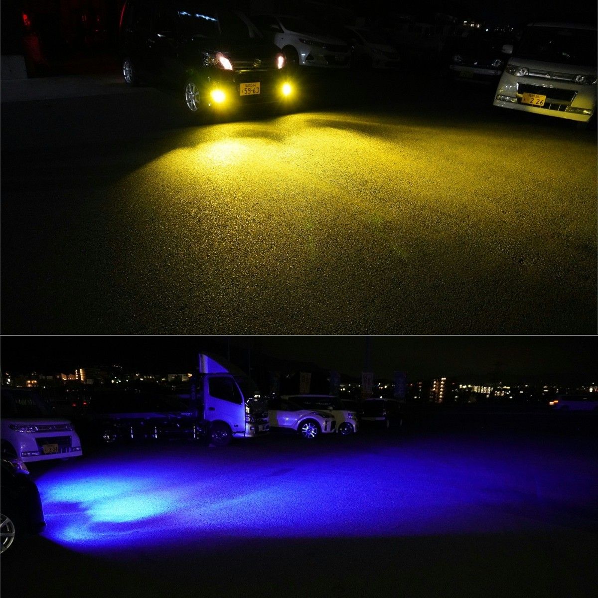 LED フォグランプ/ヘッドライト イエロー ホワイト ブルー フラッシュ HB3 3色 4パターン切替 8000LM×2  2個