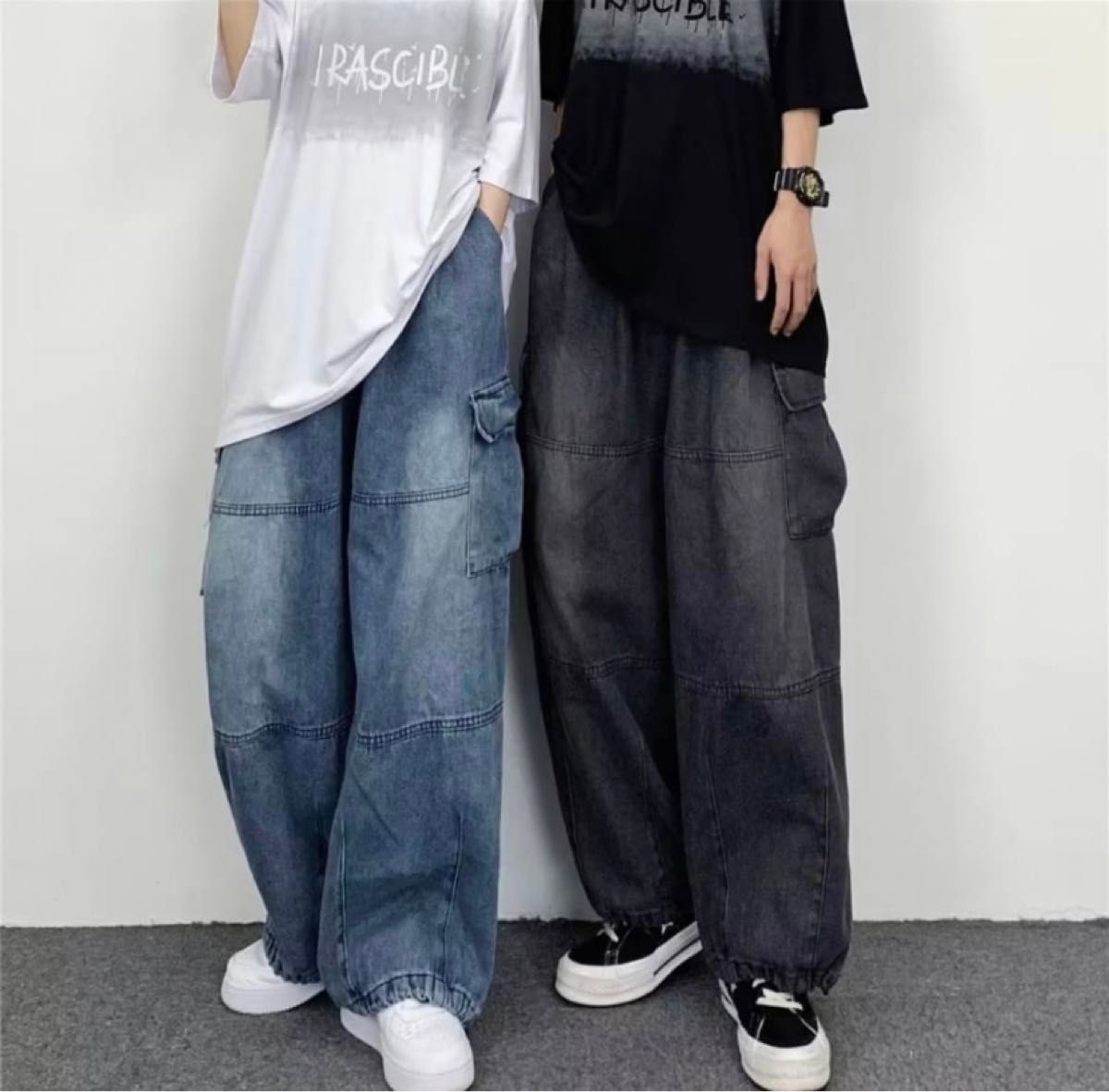 黒デニム カーゴパンツ XLサイズ ワイドパンツ ブラックデニム 黒デニム カーゴパンツ XLサイズ ワイドパンツ ブラックデニム