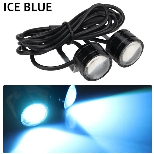LED ストロボ ヘッドライト 点滅 フラッシュ フォグ スポットライト 2個セット アイスブルー 水色 防水 オートバイ バイク スクーター 汎用_画像1