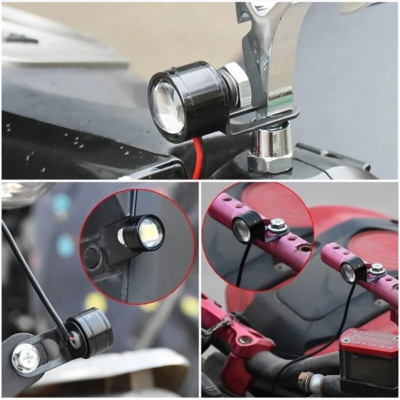 LED ストロボ ヘッドライト 点滅 フラッシュ フォグ スポットライト 2個セット アイスブルー 水色 防水 オートバイ バイク スクーター 汎用_画像4