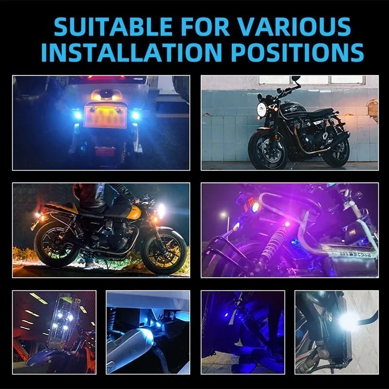 LED ストロボ ヘッドライト 点滅 フラッシュ フォグ スポットライト 2個セット アイスブルー 水色 防水 オートバイ バイク スクーター 汎用_画像3