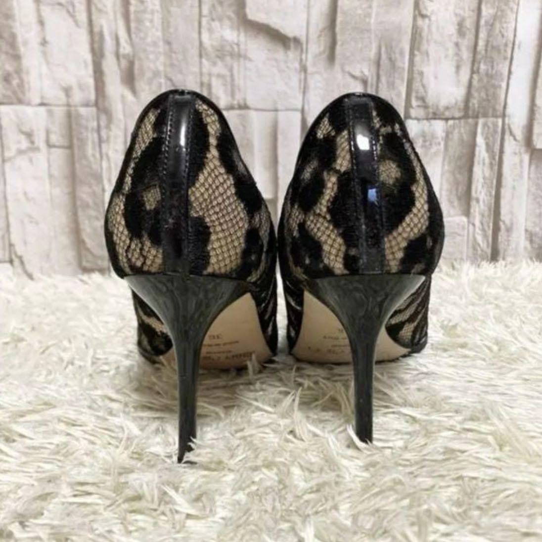 1円 美品 Jimmy Choo ジミーチュウ ハイヒール パンプス 花柄 ブラック 36 23cm フローラル レース カメリア フラワー ローズ 薔薇 結婚式 _画像4