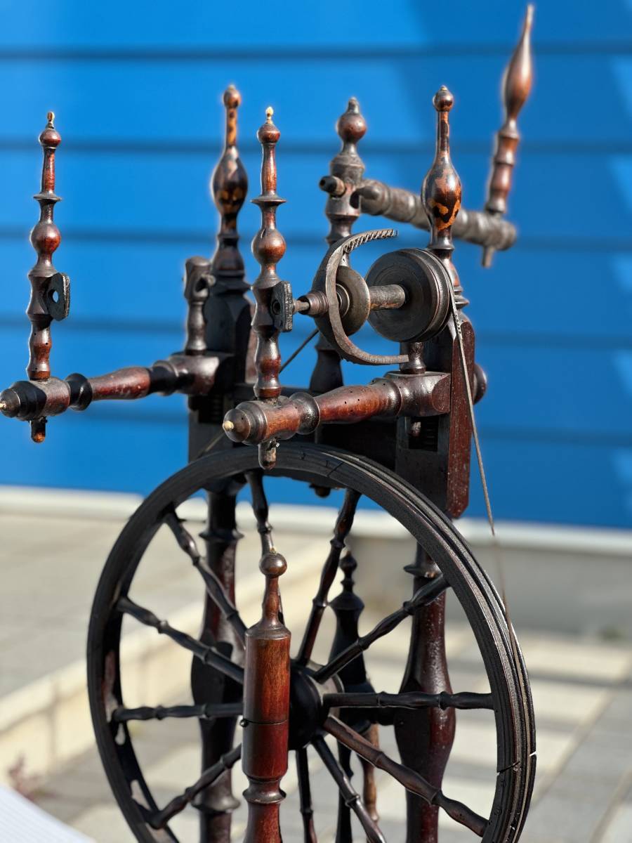 中古　アンティーク　紡ぎ車　糸車　紡毛機　手紡ぎ　Vintage Spinning Wheel British　イギリス骨董_画像6