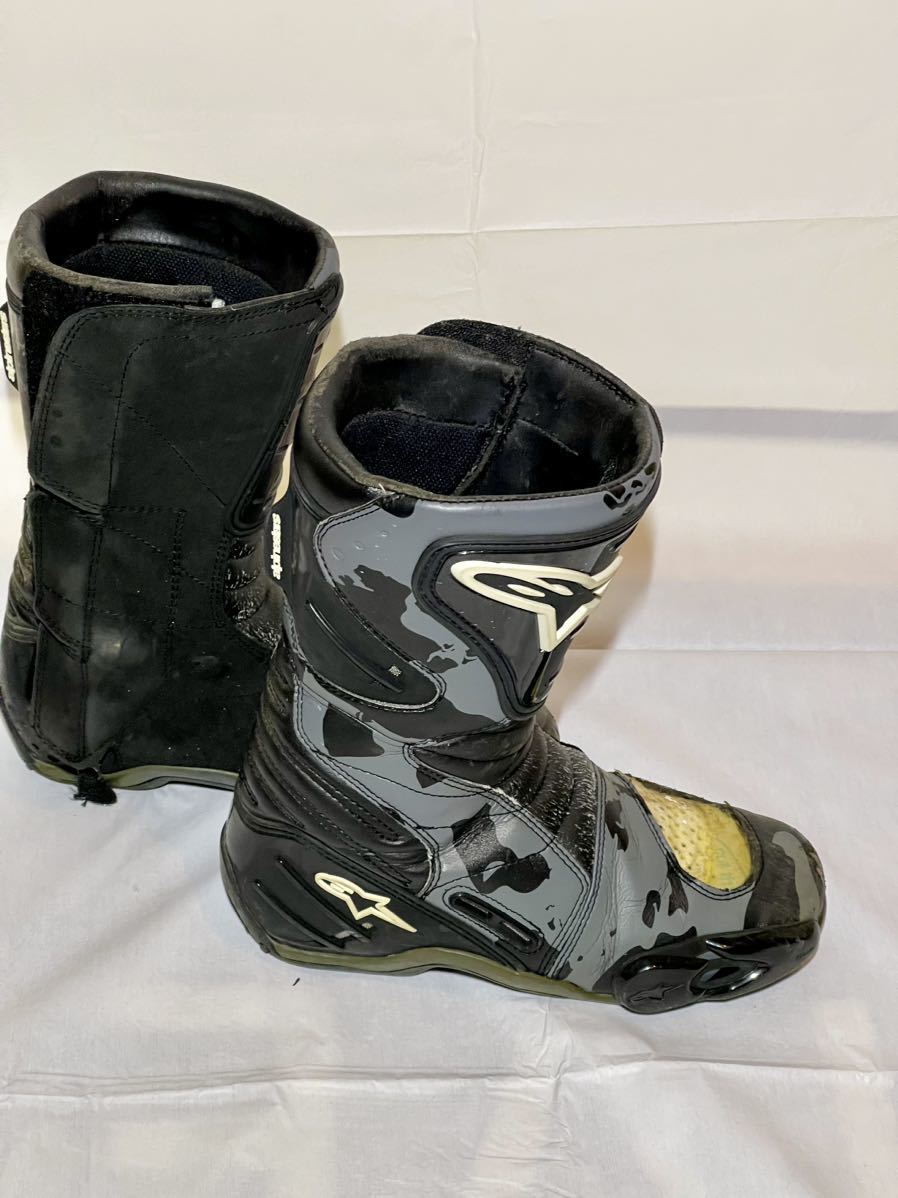 【ジャンク】alpinestars SMX-4 迷彩柄 牛革製 レザーレーシングブーツ　アルパインスターズ　表記EU/41 25.5cm_画像4