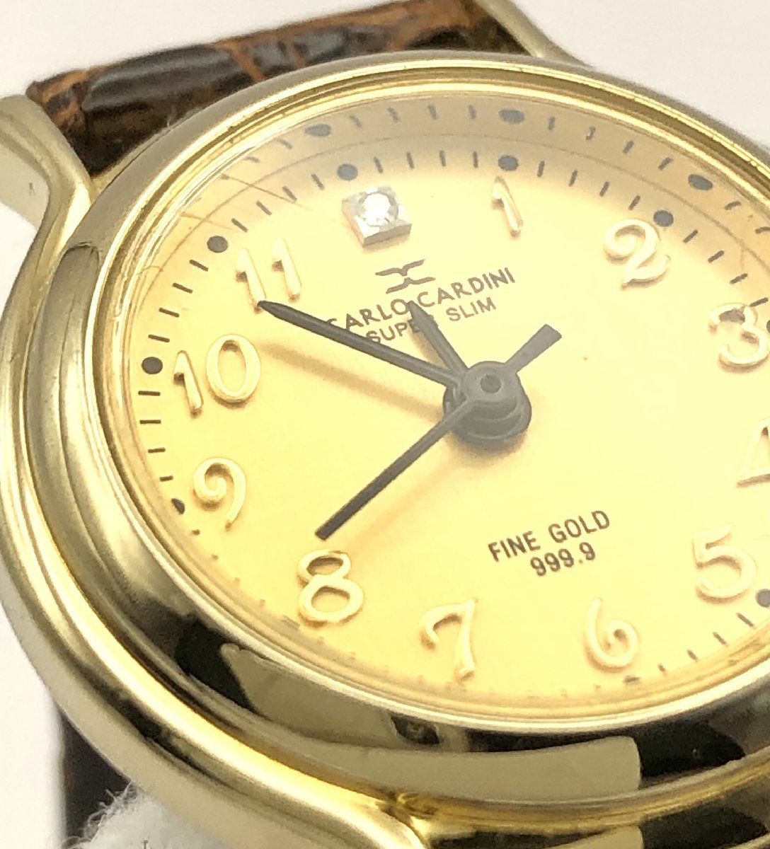 #491# CARDIN C-2210 FINE GOLD 999.9　クォーツ　腕時計　稼働品_画像2