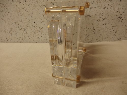 0140017w【SEIKO QUARTZ AW503S セイコー スケルトン アクリル 置時計】18×6.5×H18cm程度/中古品/動作OK（単3×1）_画像5