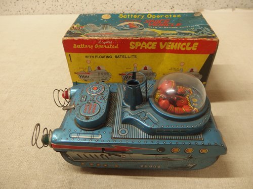 0140274s[ increase rice field shop SPACE VEHICLE J-4197] Showa Retro / tin plate /LINE MAR TOYS/ cosmos / operation NG/ junk 