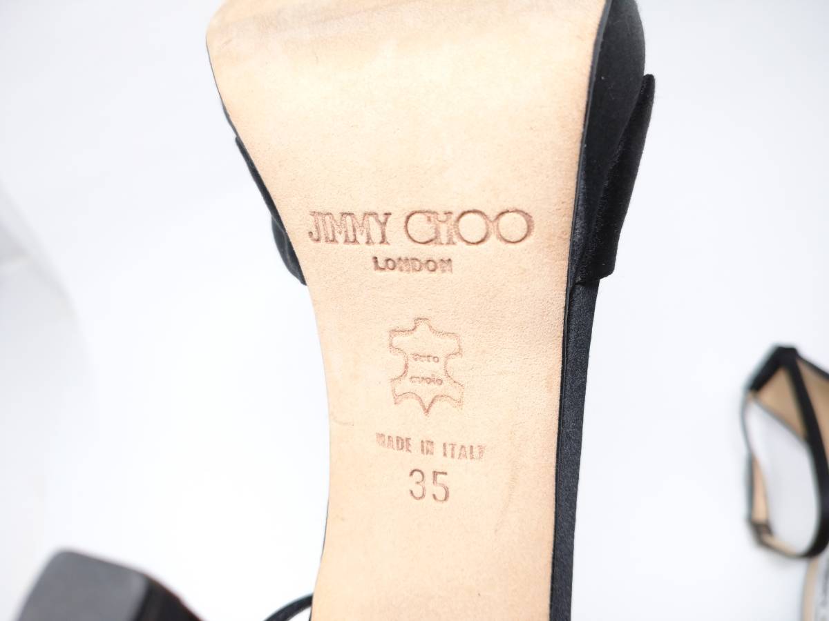 ジミーチュウ JIMMY CHOO サンダル ブラックサテンプラットフォーム アンクルストラップ 靴 35 約22cm ZEIIIPKMの画像9