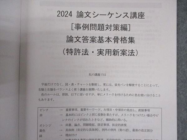 VX06-087 LEC東京リーガルマインド 弁理士 論文シーケンス講座 事例問題対策編 論文答案基本骨格集 2024年合格目標 未使用 06s4C_画像3