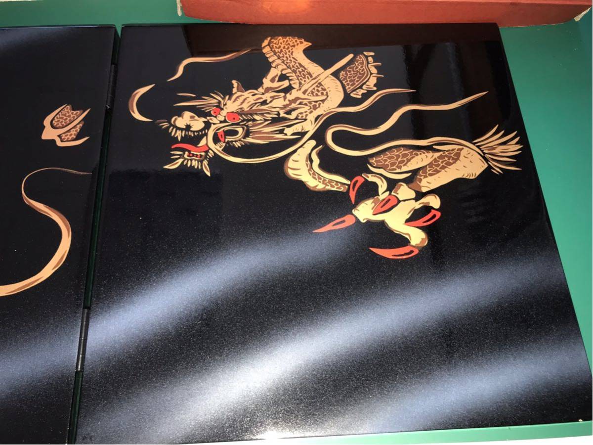  dragon. . folding screen book@ gold lacqering hand ... lacquer black paint shaku . size 