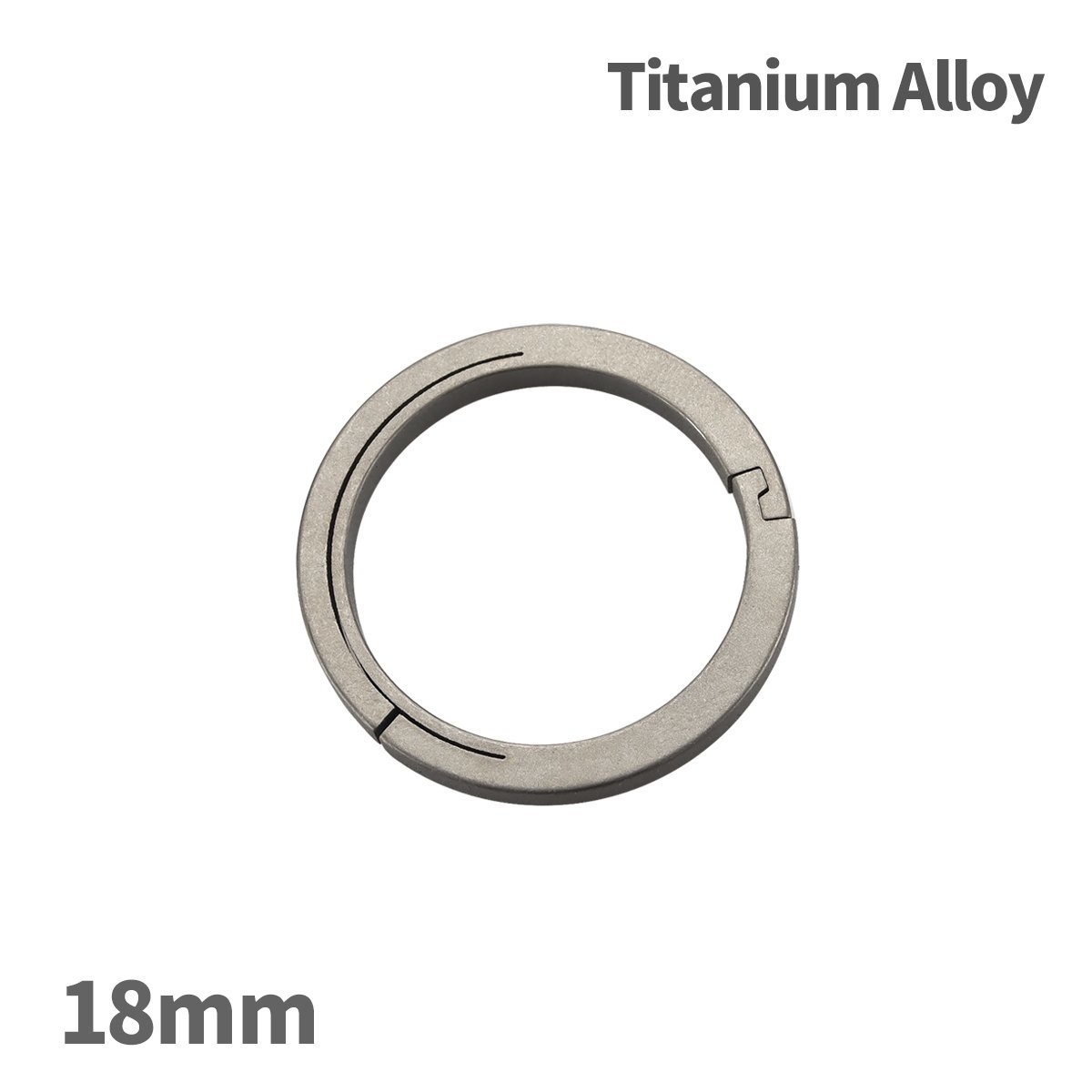 チタン合金製 キーリング 18mm 一重リング 丸型 軽量 キーホルダー カラビナ シルバーカラー MG0017_画像1