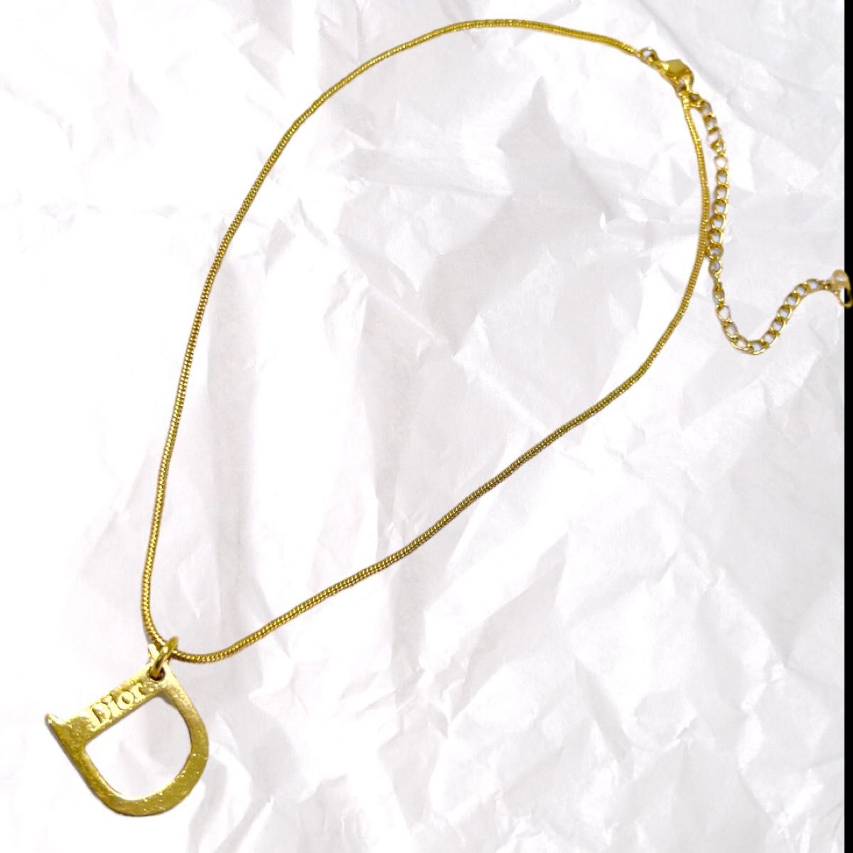 【美品】Christian Dior  ネックレス Ｄモチーフ ゴールド 大きめ