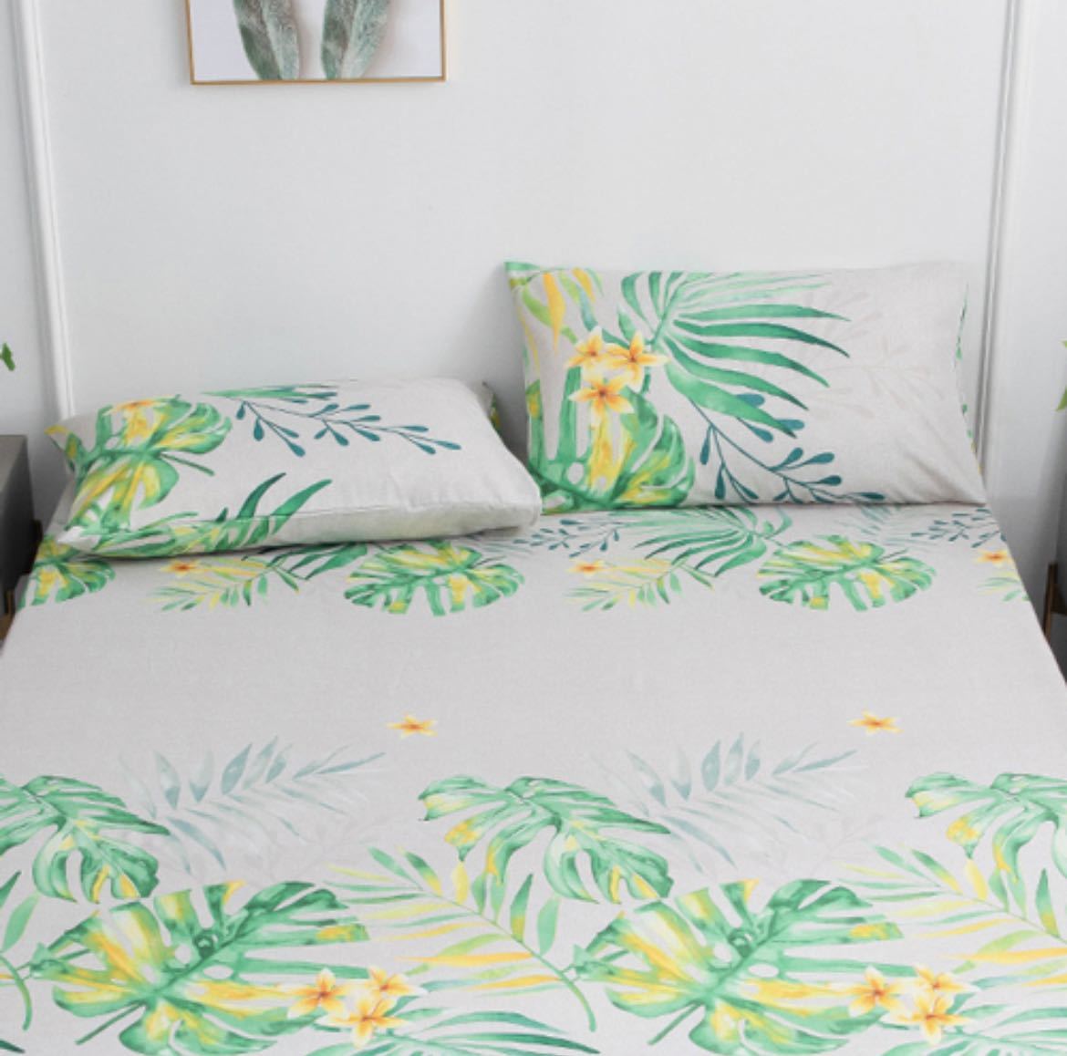 枕カバー　ピロケース　カバー　48×74cm 枕　寝具　まくら　2枚組 葉っぱ　緑　人気　可愛い　シンプル_画像3