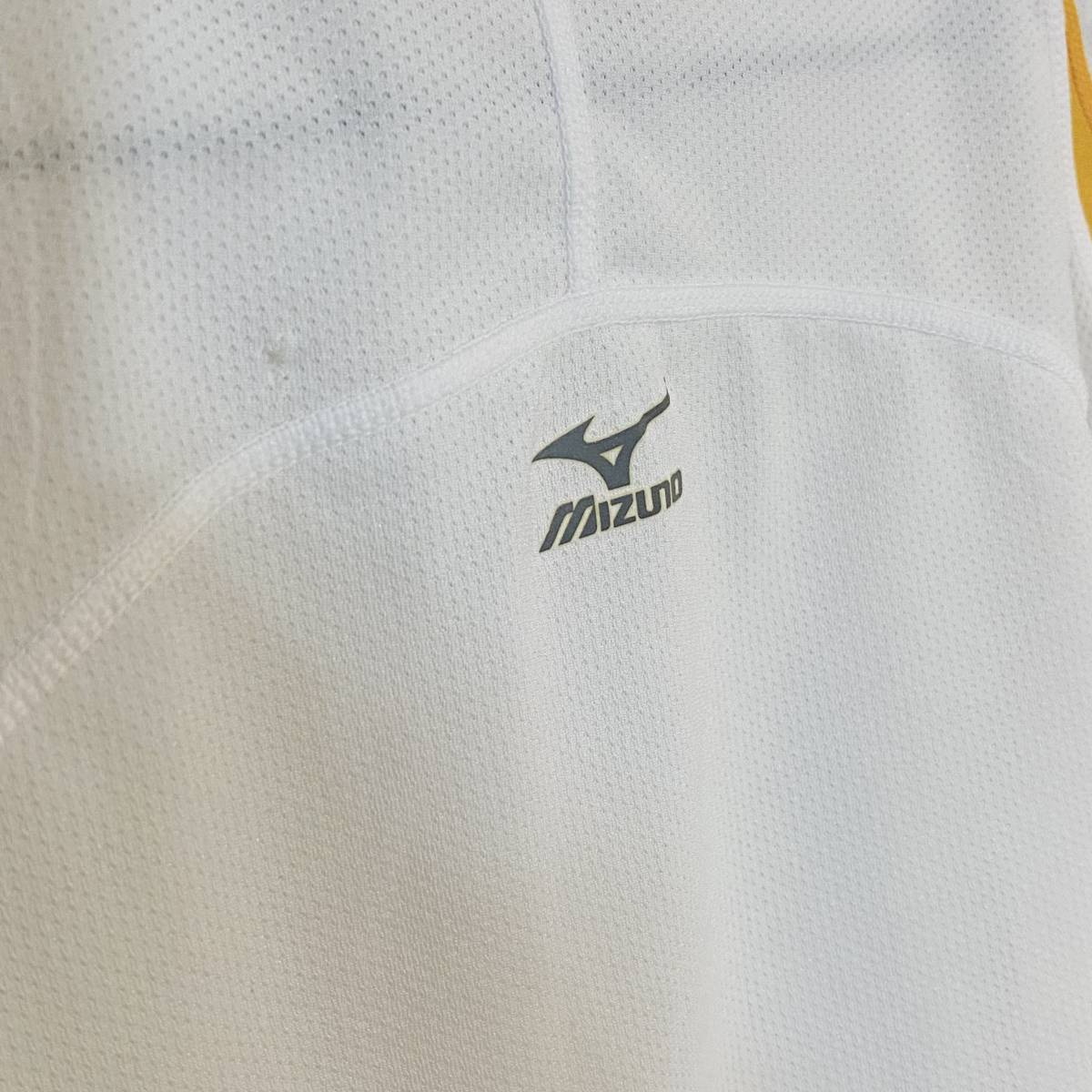【中古】MIZUNO パネル S/S トレーニング Tシャツ ホワイト グレー イエロー M ミズノ スポーツウェア ランニング 美津濃