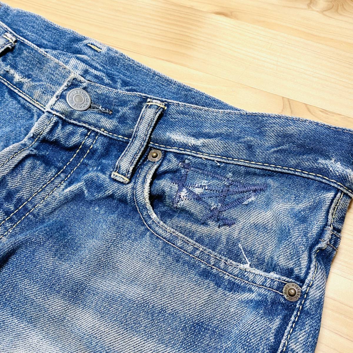 USED】HYSTERIC GLAMOUR スタッズ ストレート デニム 30 USED】HYSTERIC GLAMOUR スタッズ ストレート デニム 30