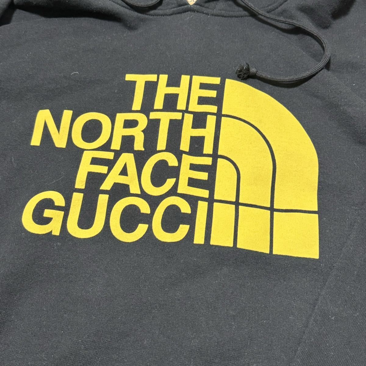 人気サイズ★ GUCCI ×THE NORTH FACE グッチ × ノースフェイス プルオーバーパーカー ロゴデザイン ブラック ビッグサイズの画像5