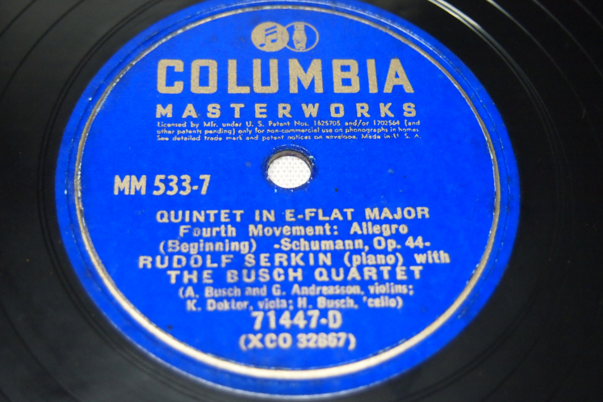  米Columbia12インチSP盤4枚組　R.シューマン「ピアノ五重奏 IN E FLAT MAJOR OP.44」ルドルフ・ゼルキン(pf) ブッシュ四重奏団 MM533-1-8_画像9